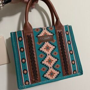 Wrangler Turquoise and Brown Tote Bag